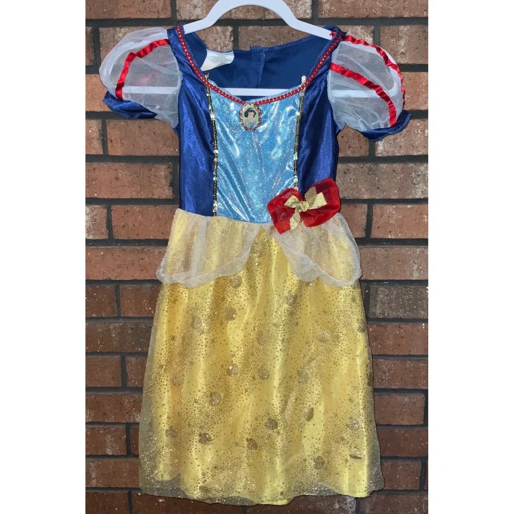 Disney Snow White Princess Costume Dress Blue Yellow Red Girls Size 4-6X
